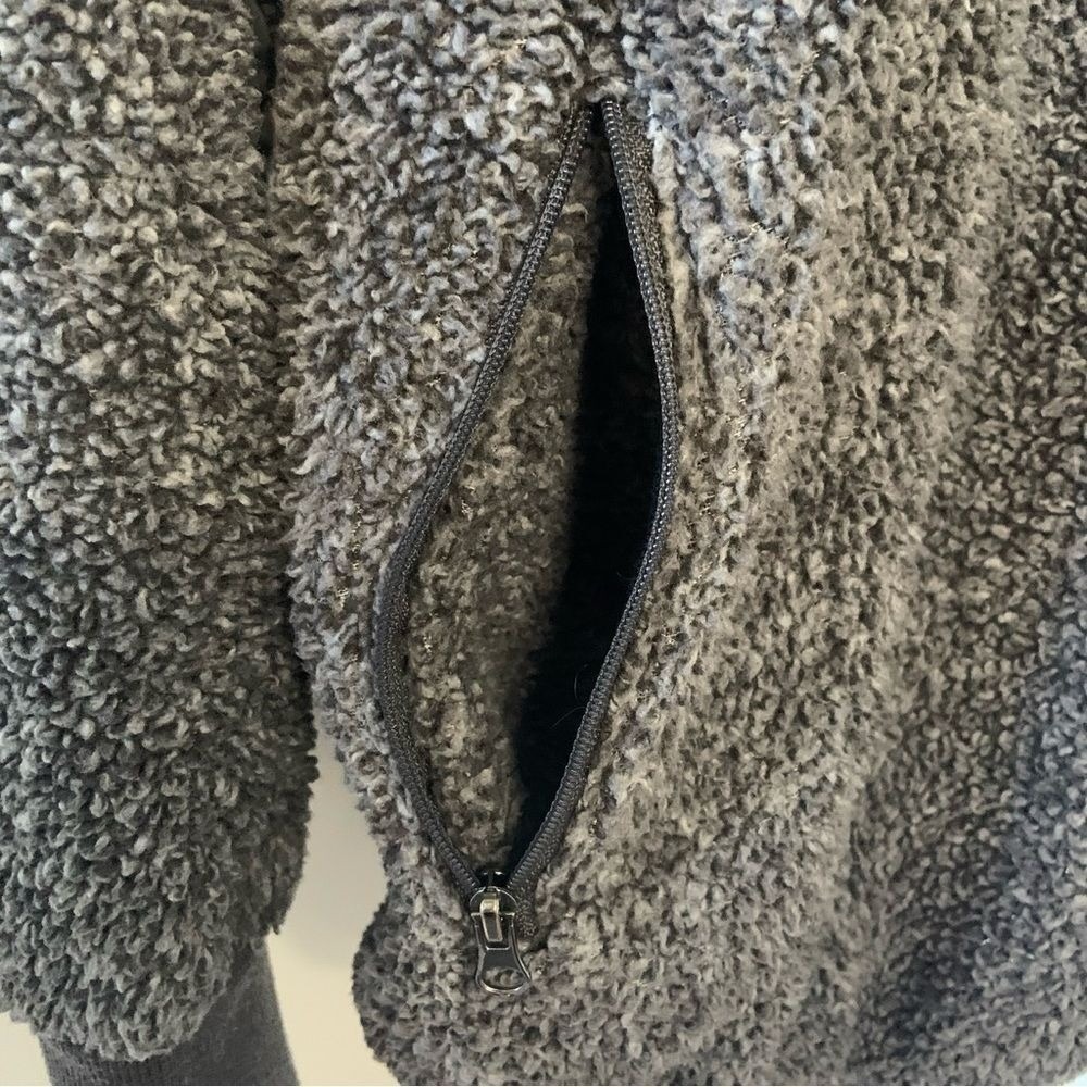 SIMPLY SOUTHERN Asymmetrical Snap Up Sherpa Fleece Pullover Gray Women's Medium - Picture 11 of 14